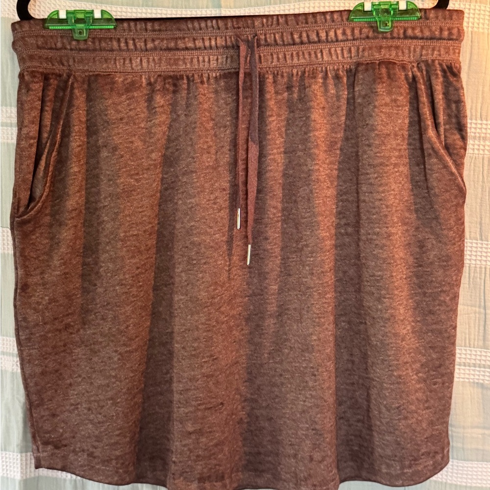 Burgundy Casual Skirt with Drawstring